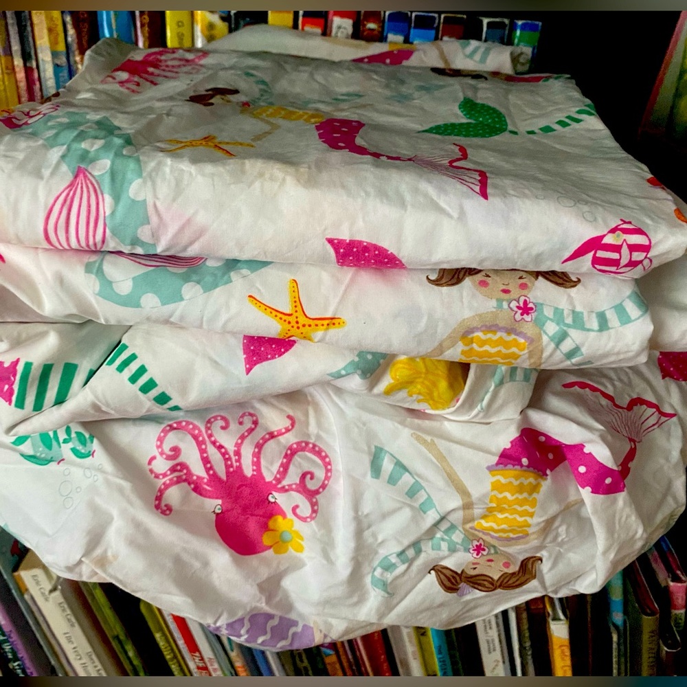 Pottery Barn Kids MERMAID FULL SHEET Island Beach Tropical Surf Bed